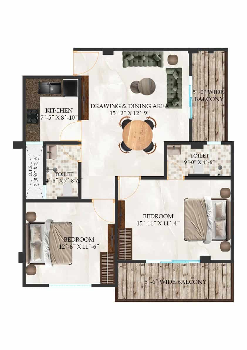 Apartment/Flat for sale in Varanasi  : Spacious 2 & 3 BHK Home